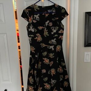 Hell Bunny Black Dress with Floral and Animal Print